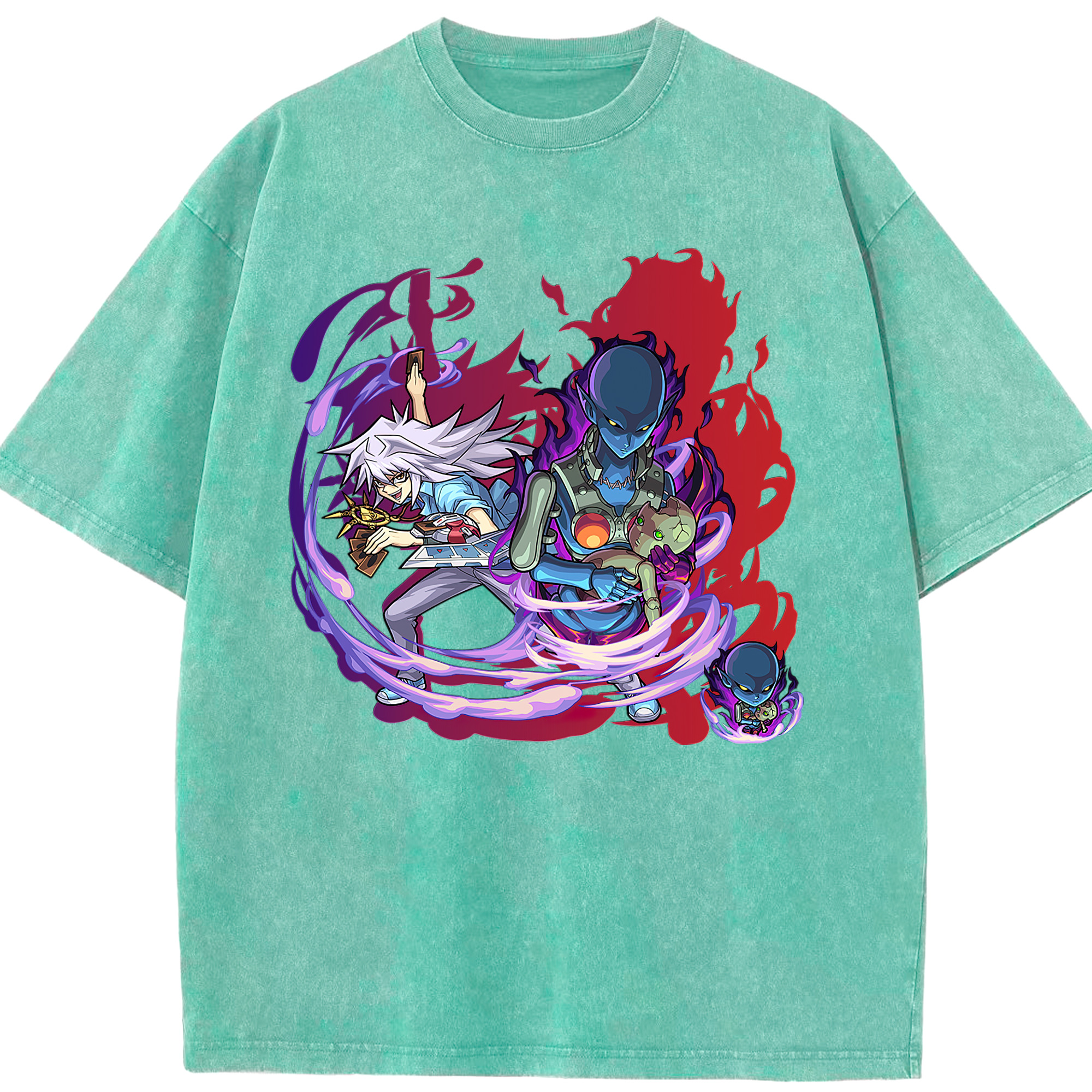 （画像用） 遊☆戯☆王 Yu-Gi-Oh! 綿100% ヴィンテージ風 半袖Tシャツ（フロントプリント）